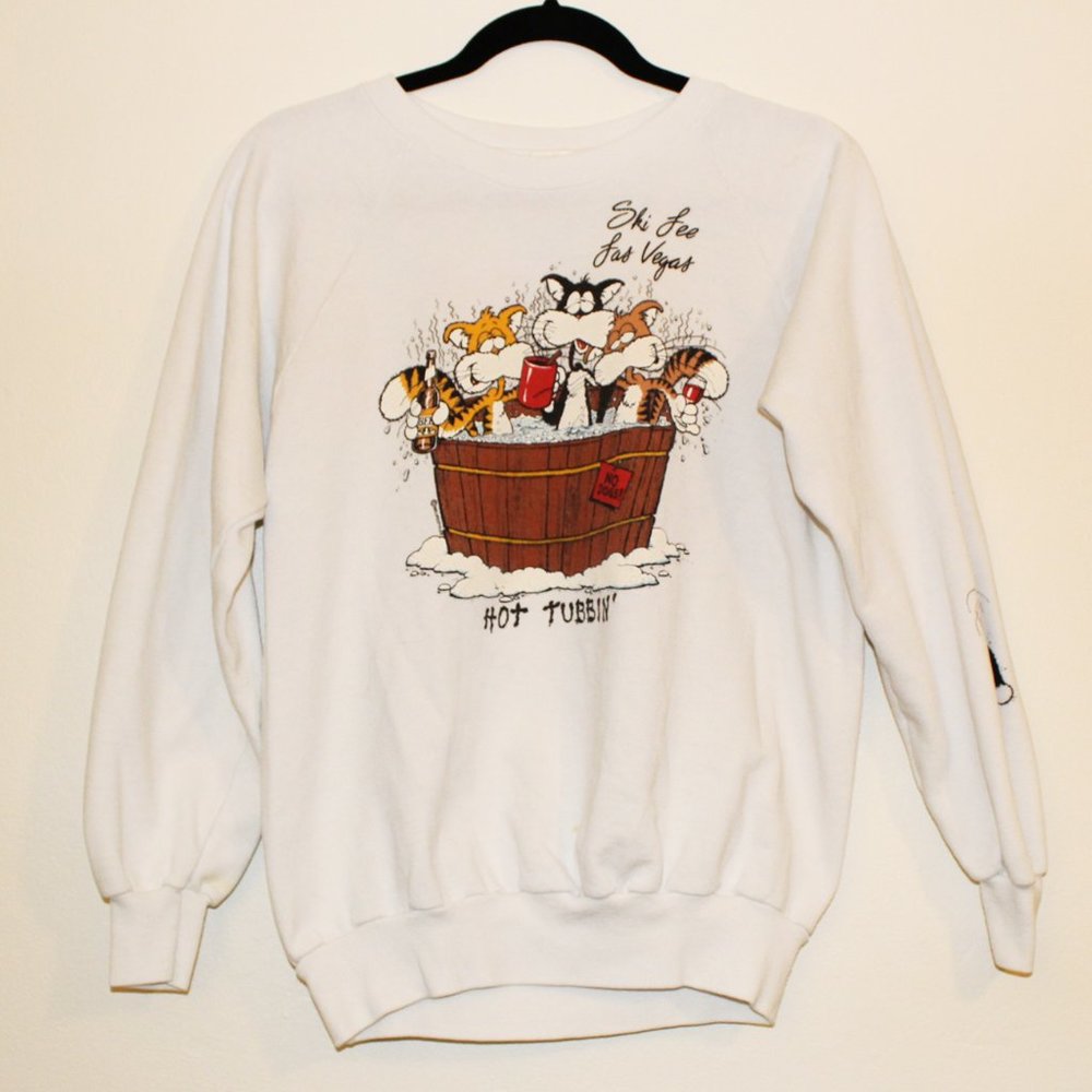 Vintage 80s HOT TUBBIN' CATS Crewneck Sweatshirt